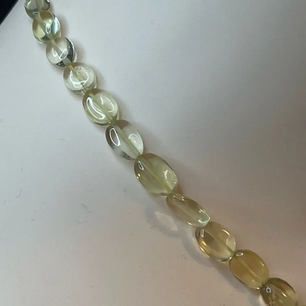 Beaded Lemon Quartz Necklace In Stainless Steel 85ctw 18”
